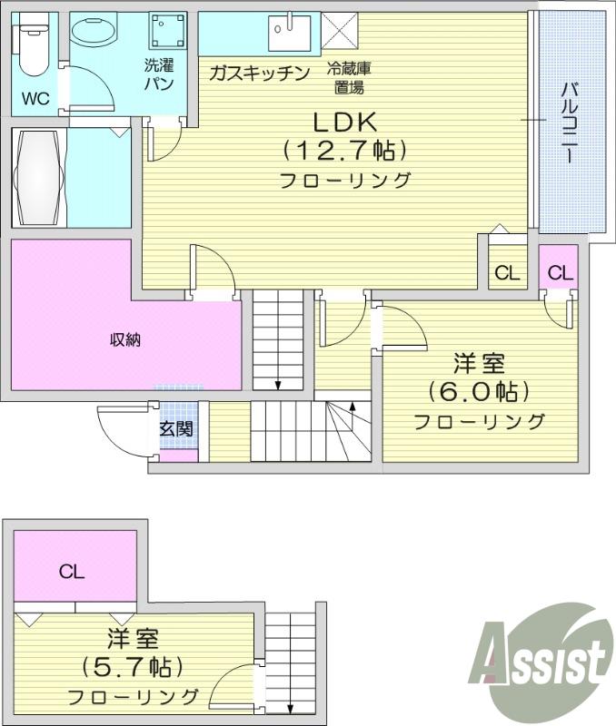 パークヴィラⅡ(2LDK/2階)の間取り写真