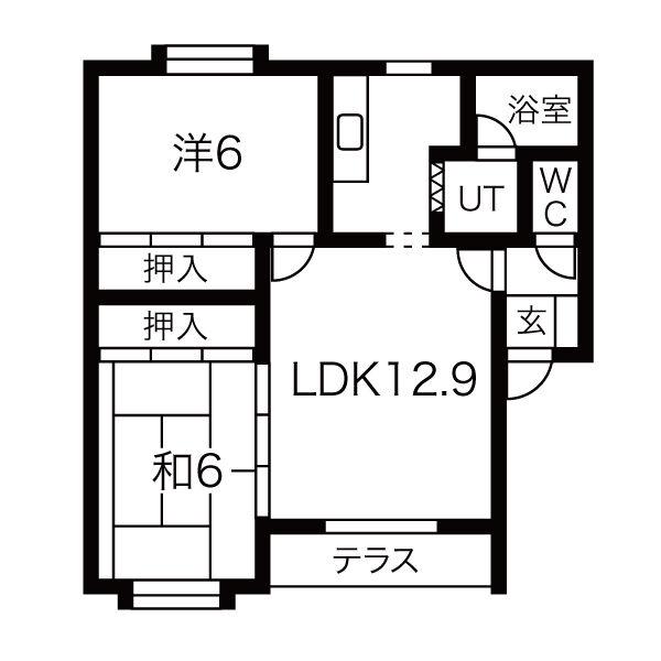 ステラ東雁来(2LDK/1階)の間取り写真