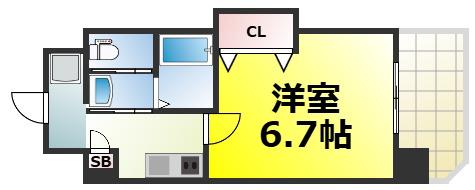 LUXEドーム前I(1K/9階)の間取り写真