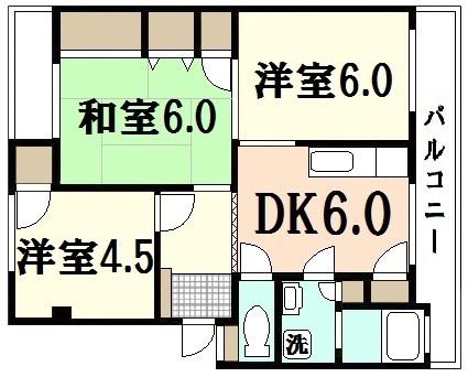 クレールメゾン中須(3DK/2階)の間取り写真