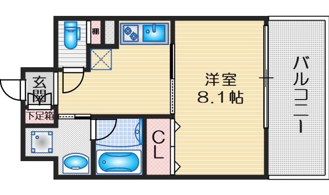 ルーヴェンブルン豊津(1K/7階)の間取り写真