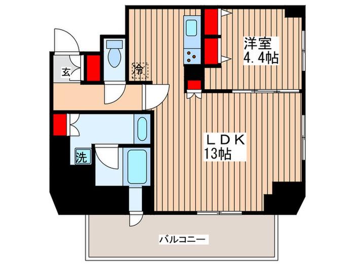 ジェノヴィア浅草橋IISKYGARDEN(1LDK/2階)の間取り写真