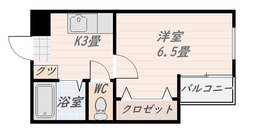 タートル楓(1K/1階)の間取り写真