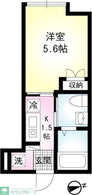 エルム山手(1K/1階)の間取り写真