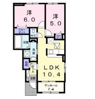 プランドールM 6(2LDK/1階)の間取り写真