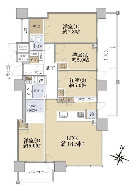 ブランズ円山裏参道レジデンス(4LDK/5階)の間取り写真
