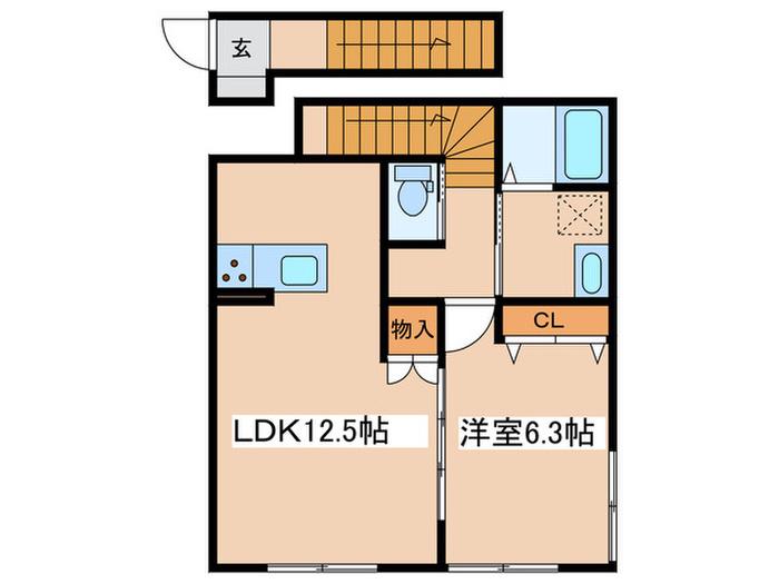 堀山下アパート(1LDK/2階)の間取り写真