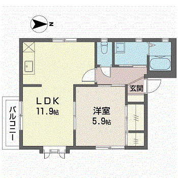 プランベール(2DK/2階)の間取り写真