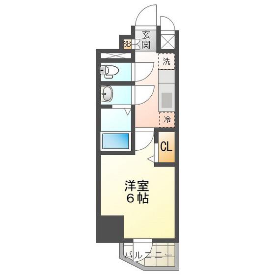 プレサンス四日市諏訪町ブライタス(1K/7階)の間取り写真