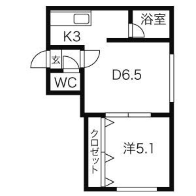 アクアガーデン(1DK/2階)の間取り写真