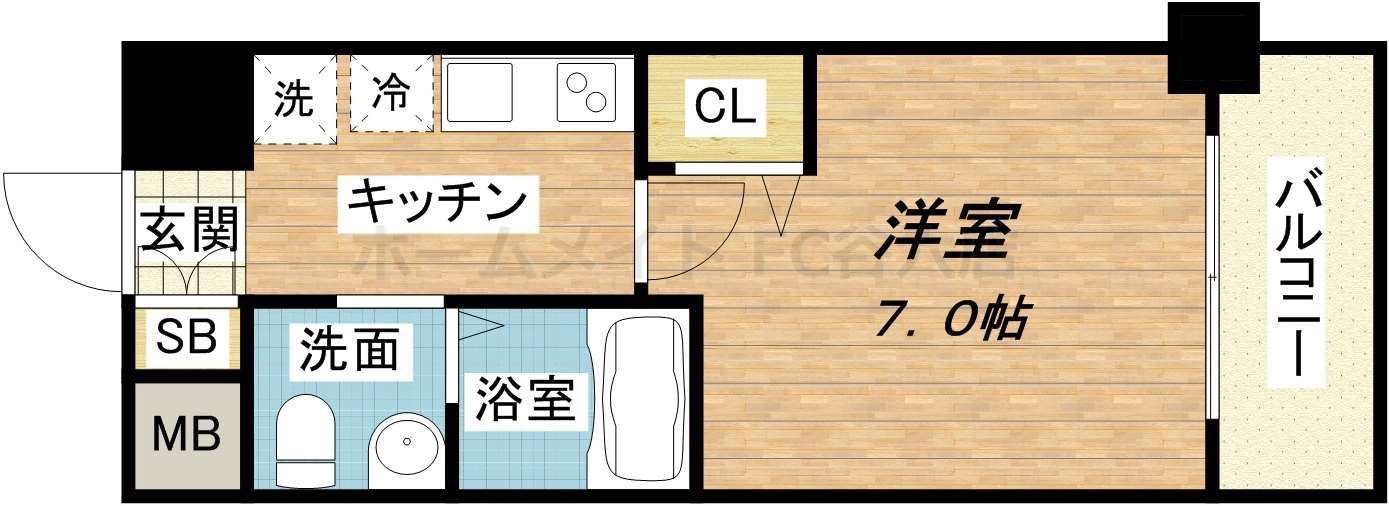 セレニテオズ北巽(1K/5階)の間取り写真