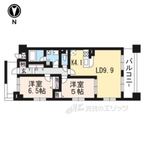 エルシア御池間之町(2LDK/8階)の間取り写真