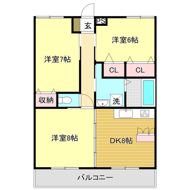 ロマネコンティ24(3DK/1階)の間取り写真