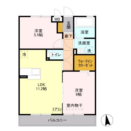 サニーコート日吉(2LDK/2階)の間取り写真