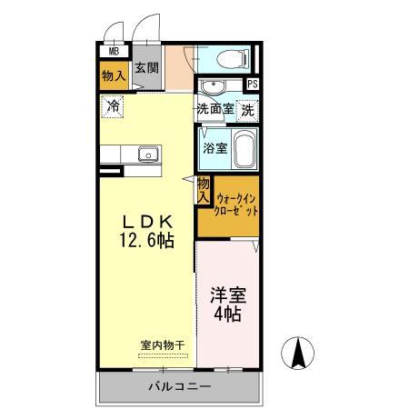 滝つじハイツ(1LDK/3階)の間取り写真