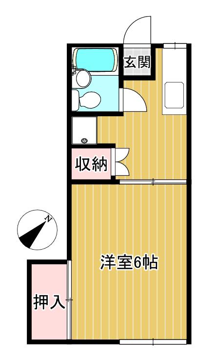 フェリース峰山(1K/2階)の間取り写真