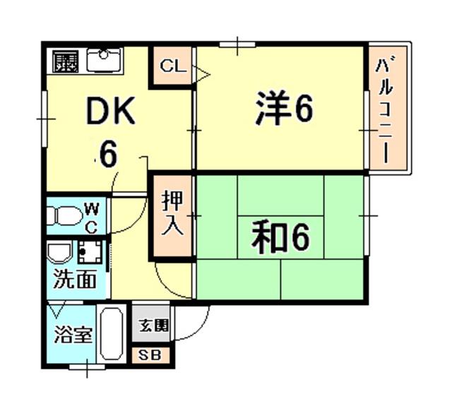 エミネンスⅠ(2DK/2階)の間取り写真