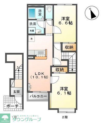 スプリングチェリーⅠ(2LDK/2階)の間取り写真