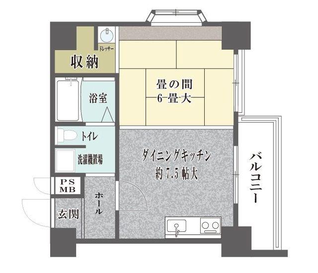 シャンボール警固(1DK/8階)の間取り写真