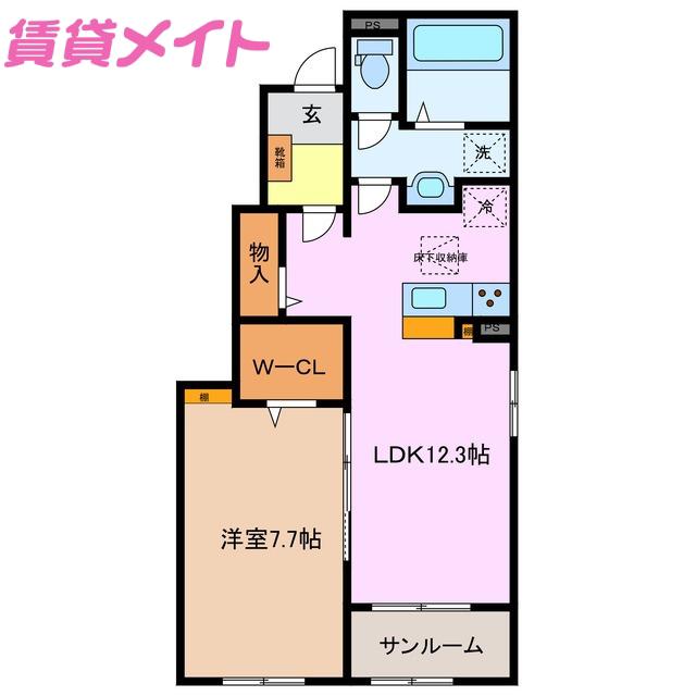 グレース B(1LDK/1階)の間取り写真
