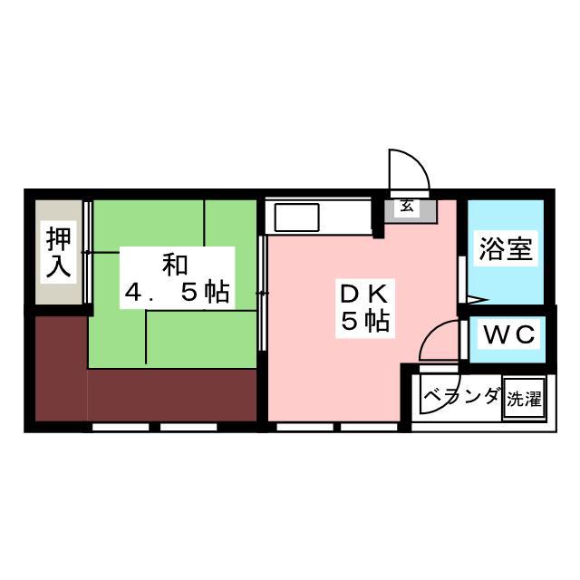 第2日の本ビル(1DK/4階)の間取り写真