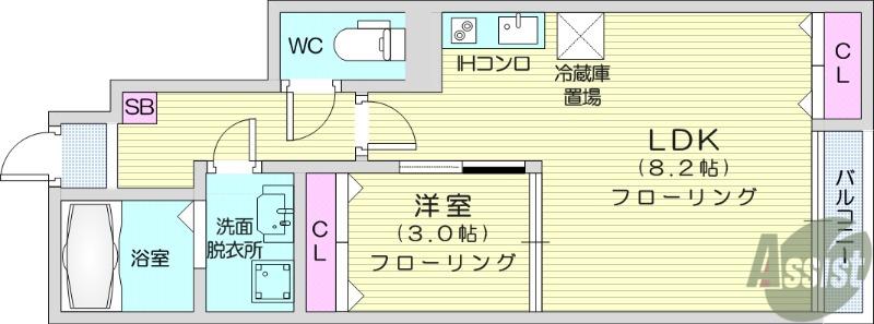 ニューポイント(1LDK/1階)の間取り写真