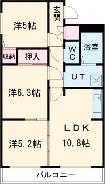 ファミーユ(3LDK/4階)の間取り写真