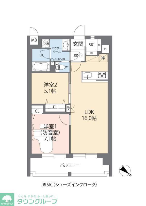 ミュージション朝霞台(2LDK/5階)の間取り写真