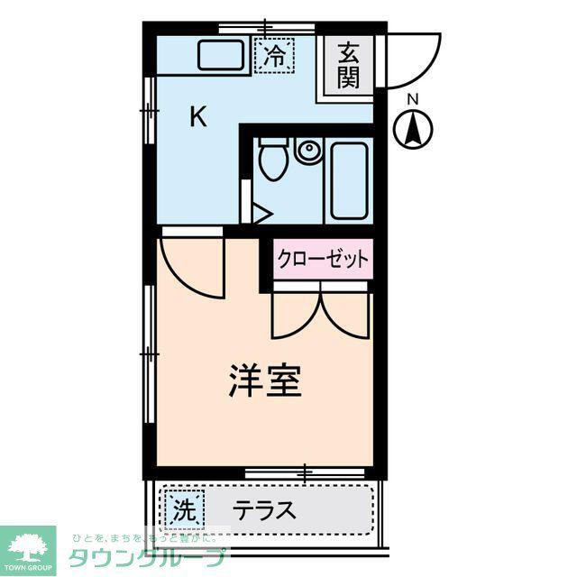 シャインハイム草加新田II(1K/1階)の間取り写真