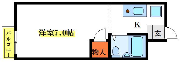 サンハイツ南行徳(ワンルーム/1階)の間取り写真
