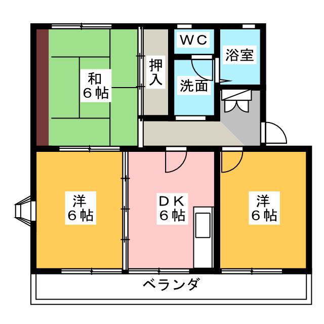 ヴィラ本郷I(3DK/1階)の間取り写真
