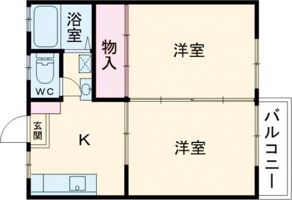 ISOMOTOハイツ(2DK/2階)の間取り写真