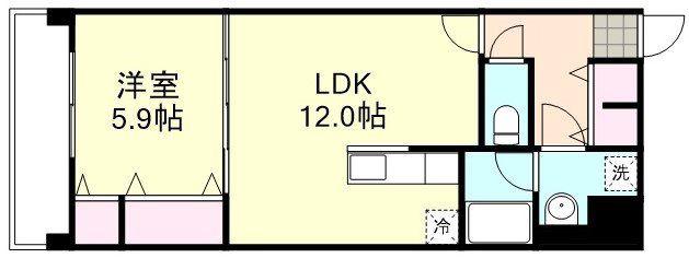 COCO白楽町(1LDK/3階)の間取り写真