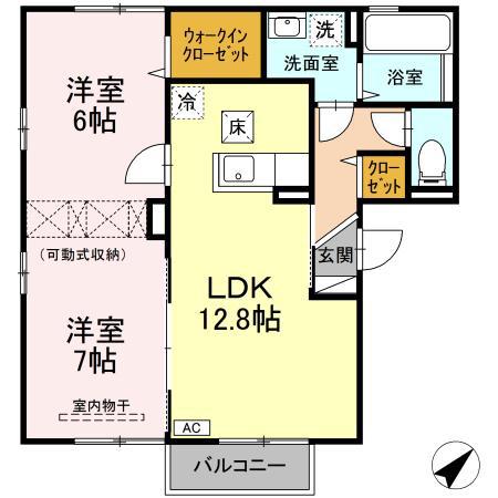 ホワイトハウス(2LDK/1階)の間取り写真