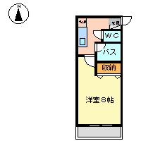 ディアコートA(1K/2階)の間取り写真