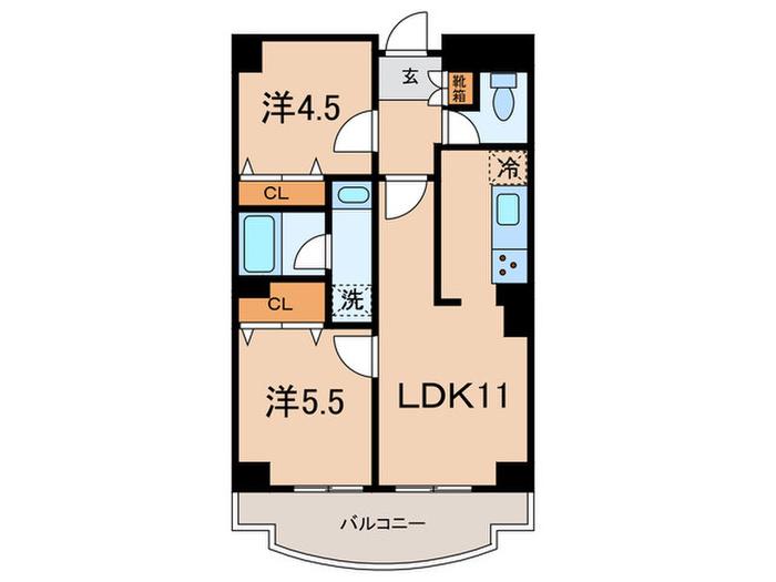 ドミール・エスポワール(2LDK/1階)の間取り写真