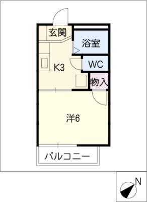 フローラITO(1K/2階)の間取り写真