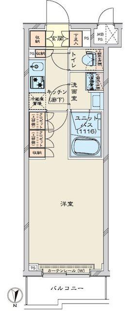 ルーブル川崎鷺沼(1K/3階)の間取り写真