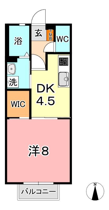 エスペランサ福島 B(1DK/2階)の間取り写真