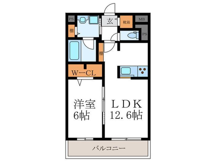 KCCフラット西京極(1LDK/2階)の間取り写真