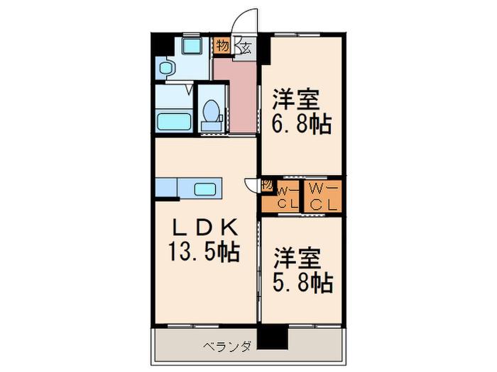 ウイングス八幡駅前(2LDK/10階)の間取り写真