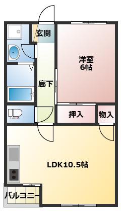 アンフルラージュ(1LDK/2階)の間取り写真