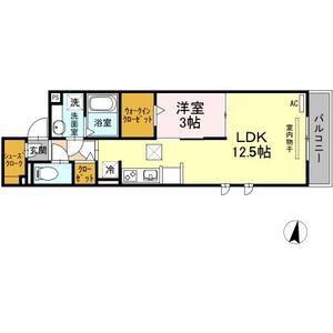 CASSER(1LDK/1階)の間取り写真