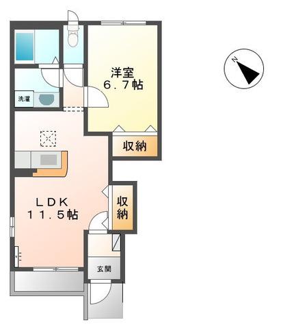 静かで落ち着いた住環境が魅力(1LDK/1階)の間取り写真
