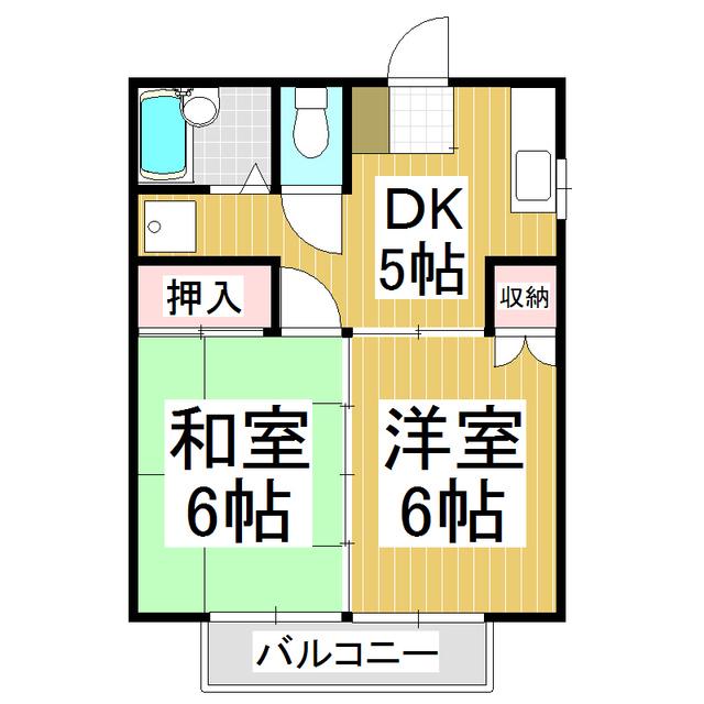 福島アパート(2DK/2階)の間取り写真