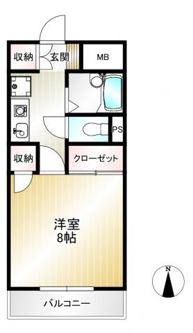 ハイシティー堀南(1K/6階)の間取り写真