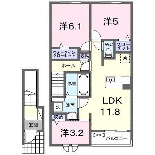 宮久保4丁目アパートI(3LDK/2階)の間取り写真