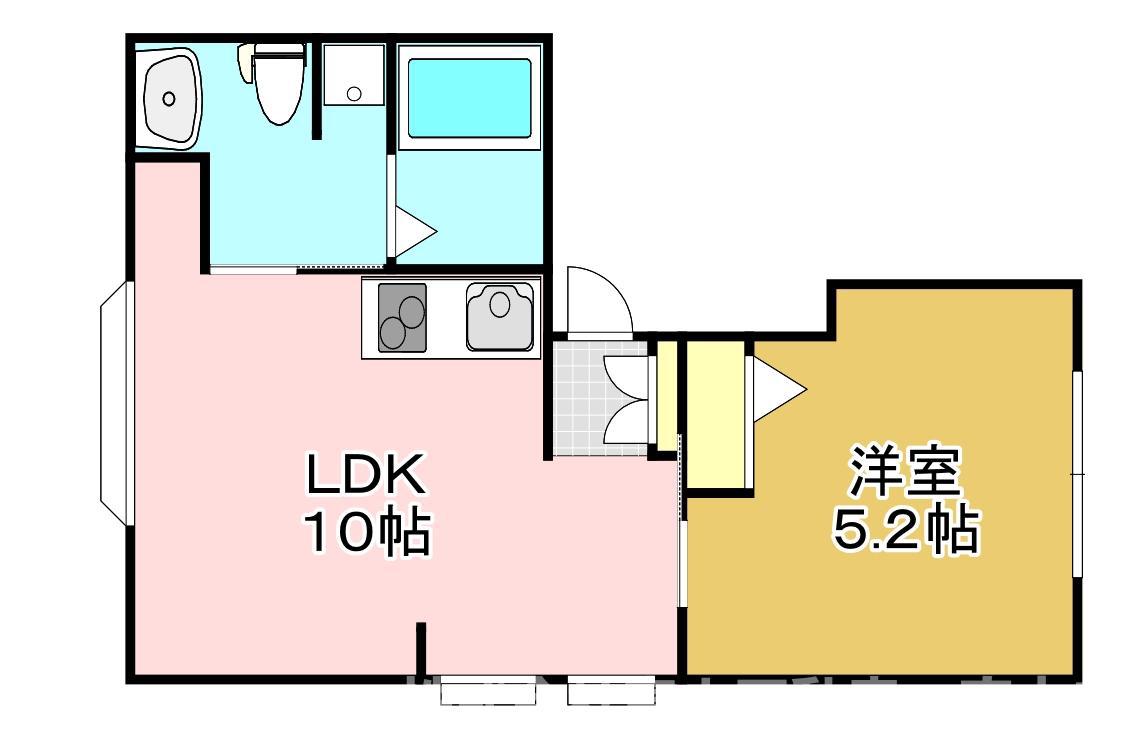 直方ビル(1LDK/2階)の間取り写真