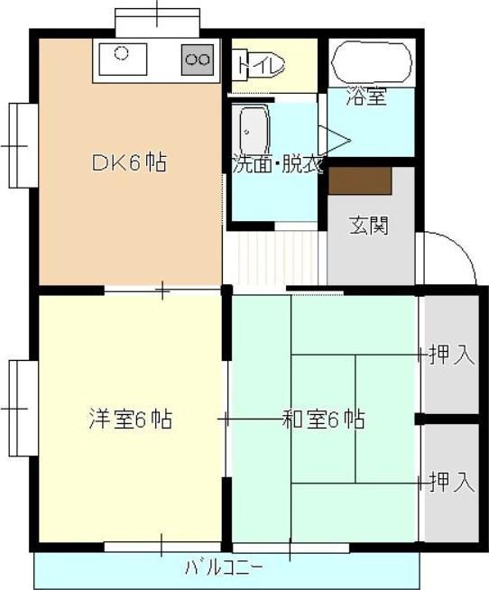 レ・アール小池(2DK/1階)の間取り写真