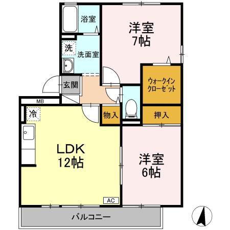 シンフォニーI(2LDK/2階)の間取り写真